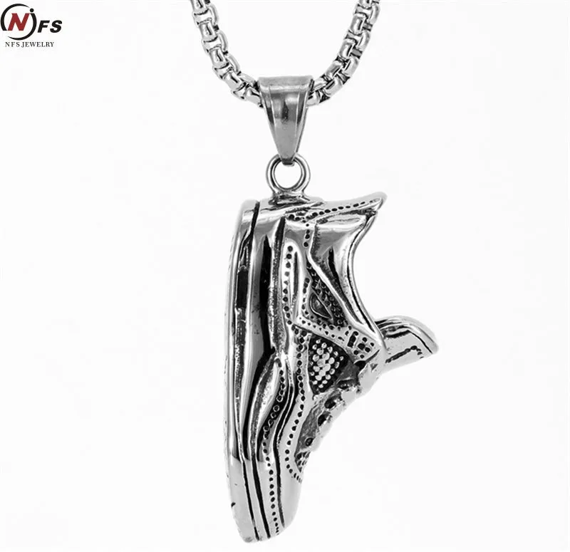 NFS Punk Gothic Cool Titanium Stainless Steel Sports Shoes Shape Pendants Necklaces for Men Jewelry