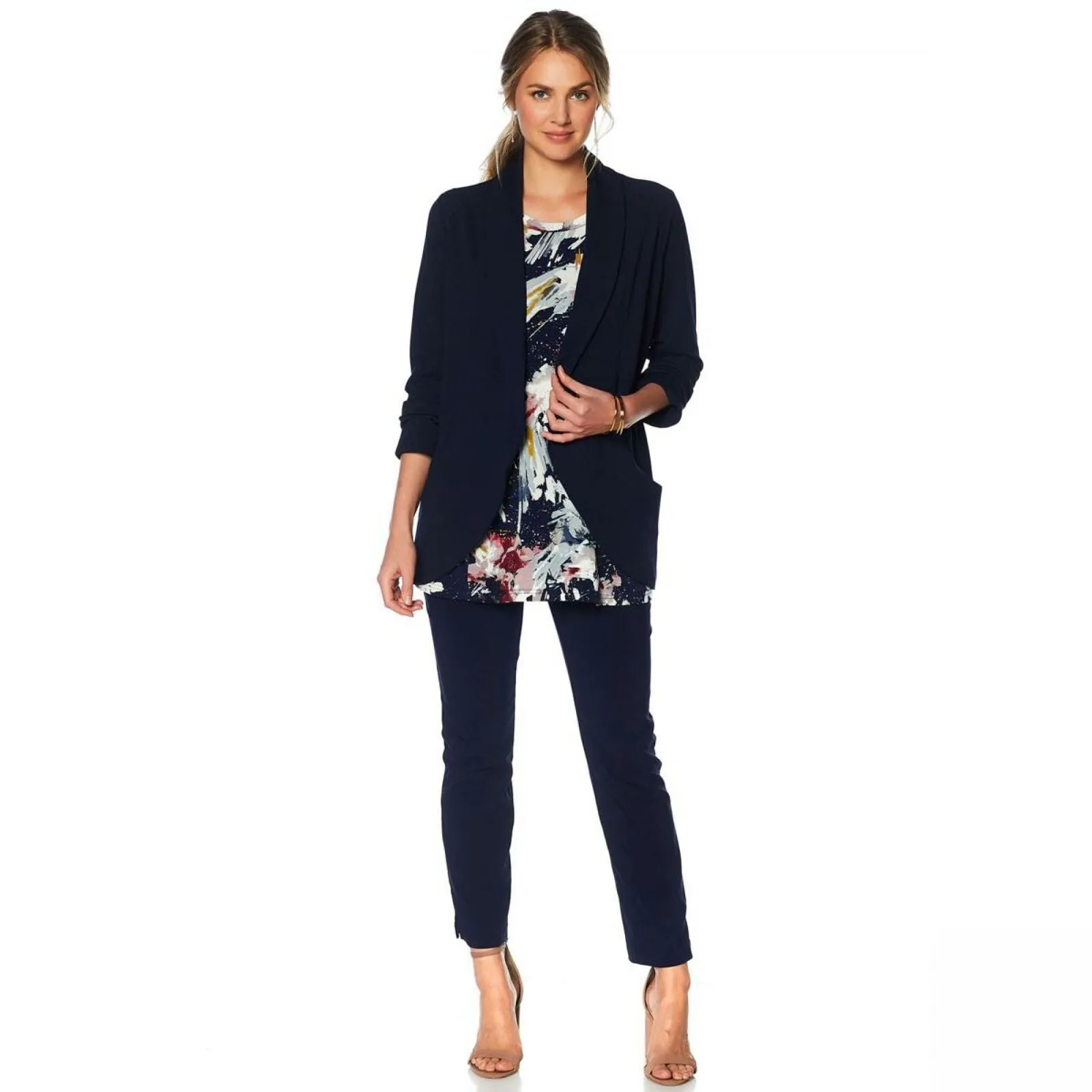 NWT Nina Leonard Womens High-Tech Crepe Easy Blazer. 640465 Medium