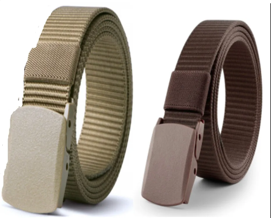 Nylon Military Tactical Belt 2 Pack Webbing Canvas Outdoor Web Belt With Plastic Buckle