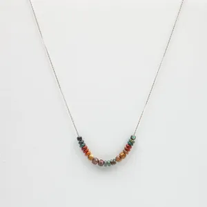 Ocean Jasper Disks Adjustable Slide Chain Gemstone Necklace
