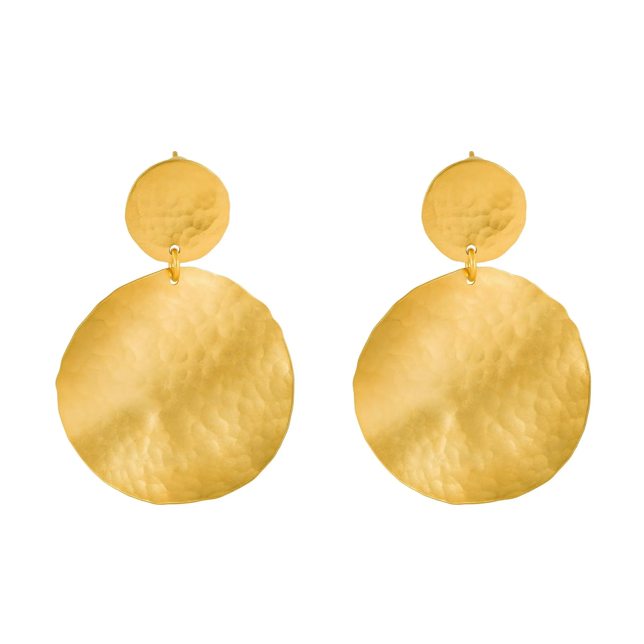 Olivia - Silver hammered metal discs earrings