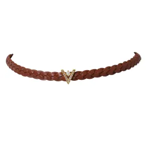 Ophelia Leather Choker with Opal & Crystal Charm