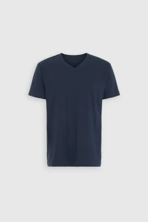 Organic V-Neck T-shirt, Navy Blue