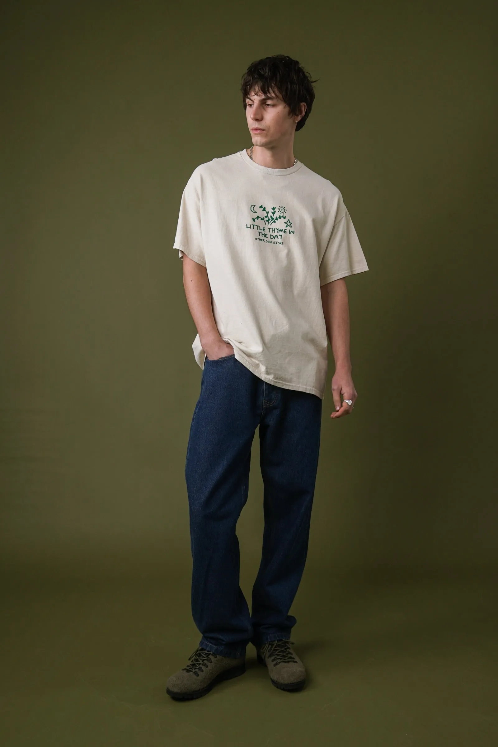 Other Side Store 'Little Thyme' Vintage Washed Tee - Cream