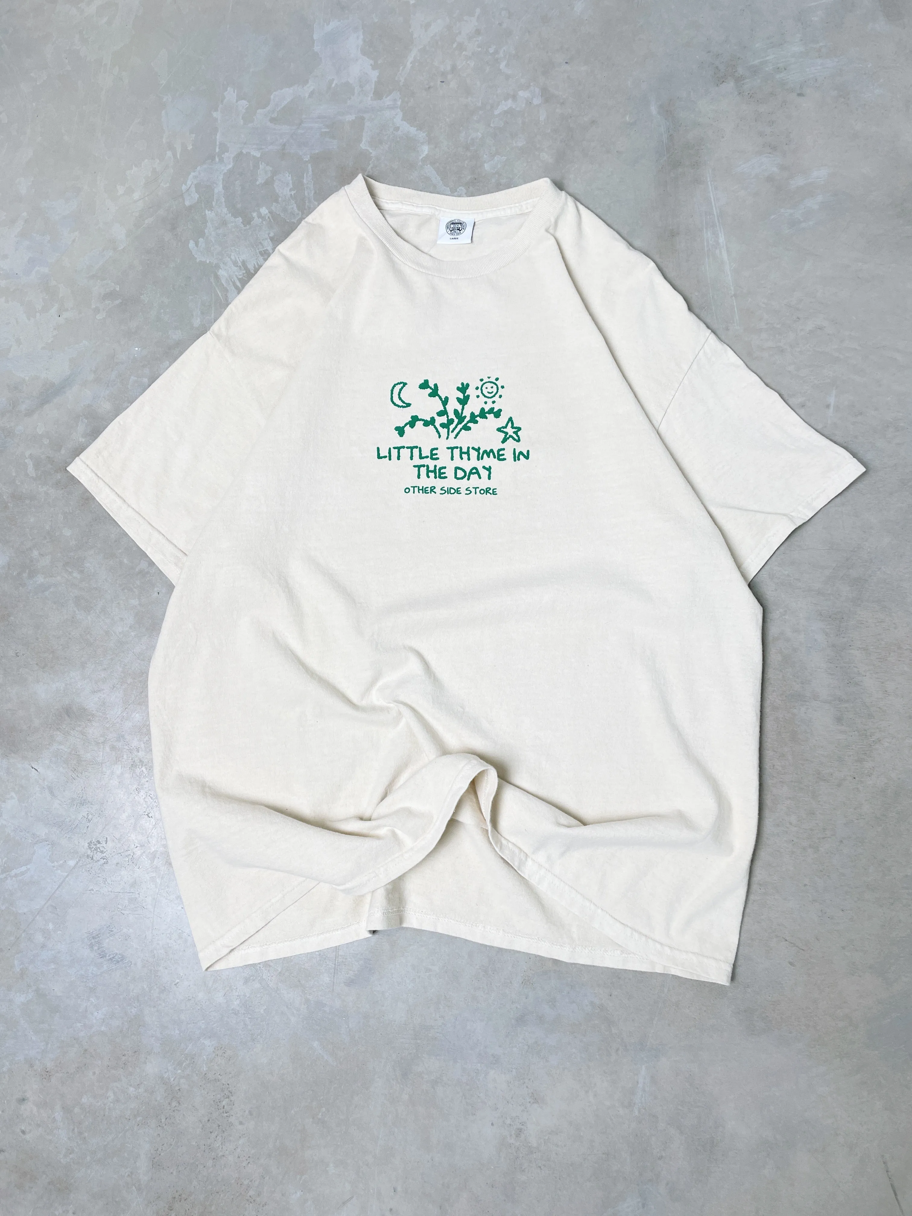Other Side Store 'Little Thyme' Vintage Washed Tee - Cream