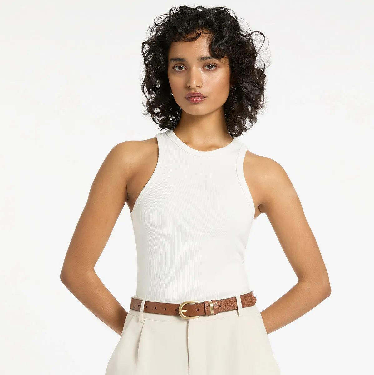 Over And Over Belt - Tan/Gold
