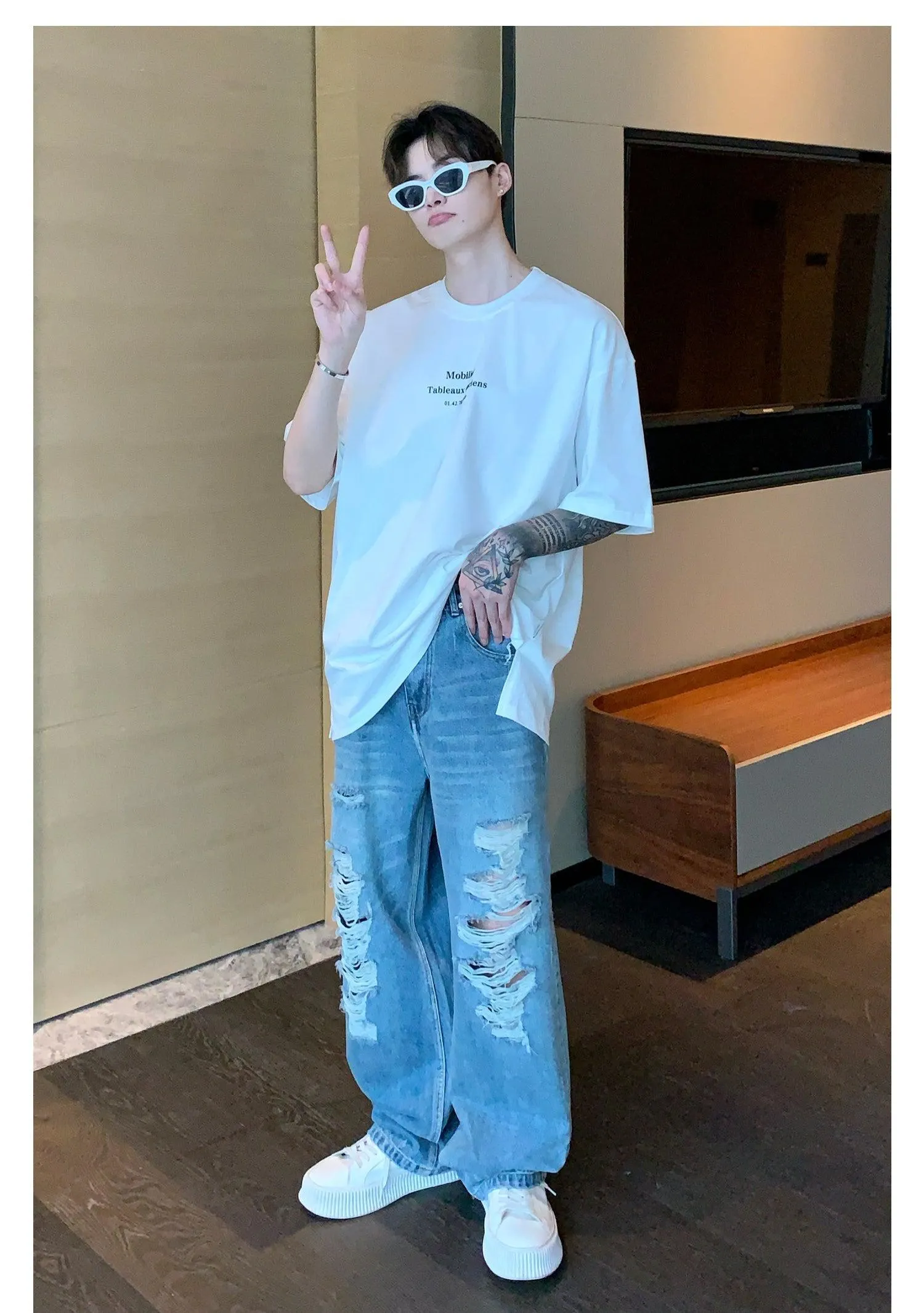 Oversized Text Print T-shirt