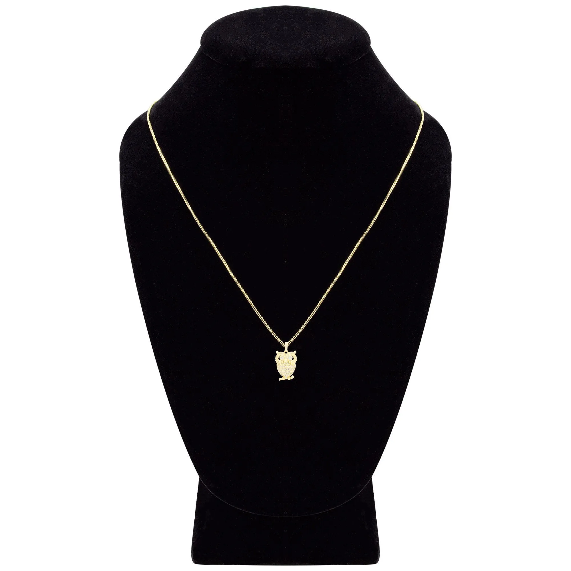 Owl Cubic Zirconia Pendant With Necklace Set 14K Gold Filled
