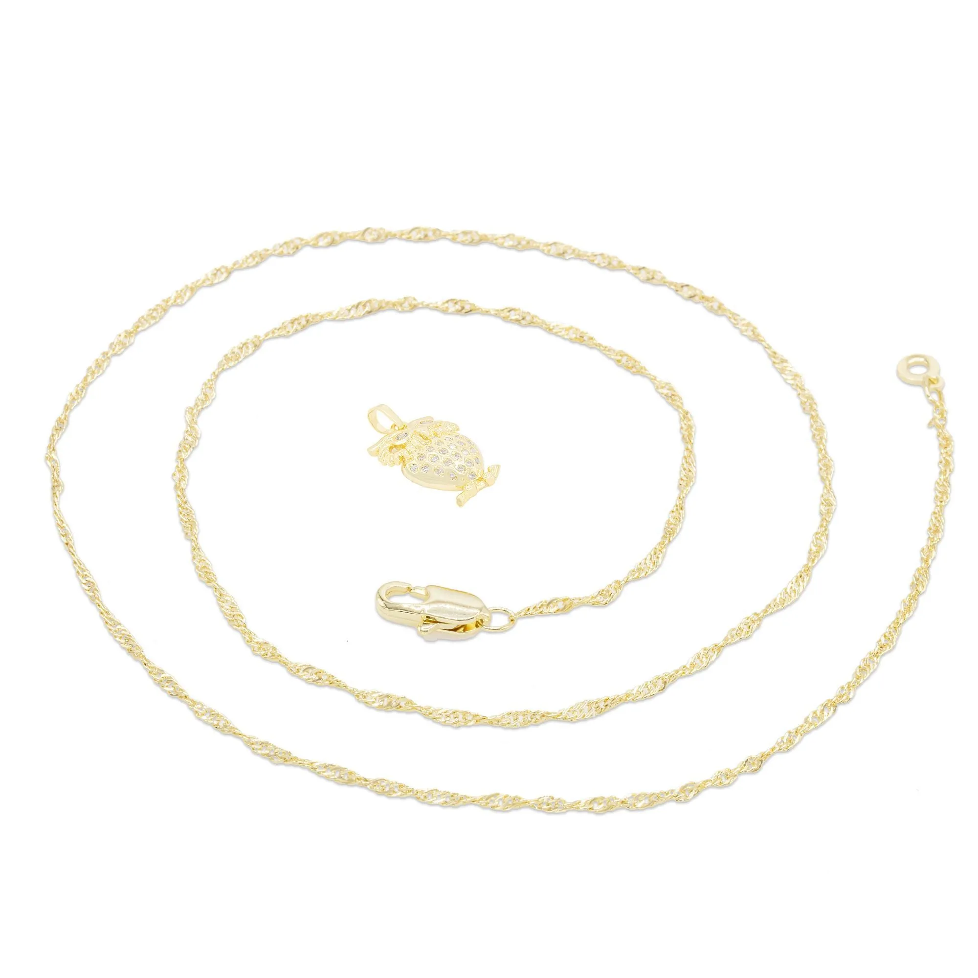 Owl Cubic Zirconia Pendant With Necklace Set 14K Gold Filled