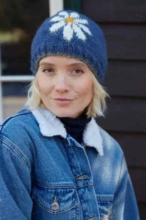 Pachamama Womens Daisy Beanie Hat - Denim