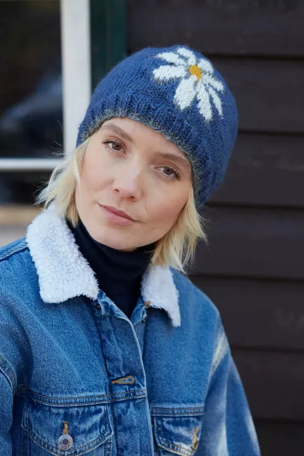 Pachamama Womens Daisy Beanie Hat - Denim