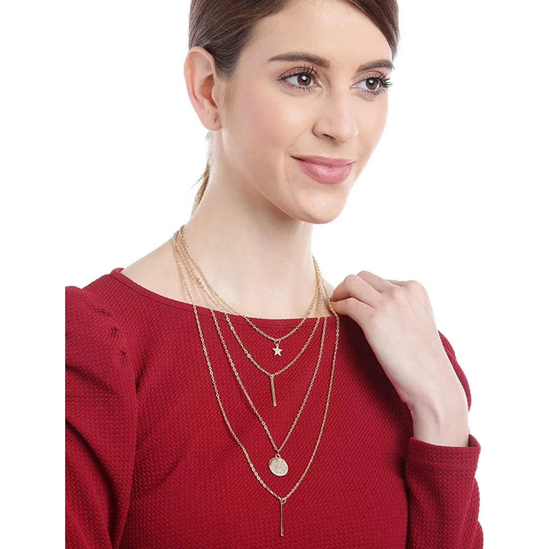 Pack of 2 Layered Star Coin Line Star Lock Pendant