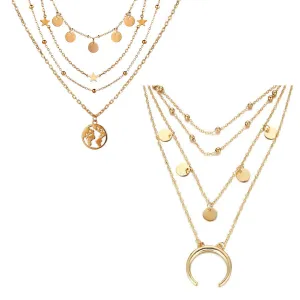 Pack Of 2 Triple Layered Beads Star and Earth Pendant
