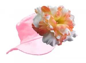Pale Pink Sun Hat with Orange White Large Peony
