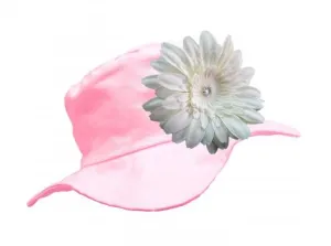 Pale Pink Sun Hat with White Daisy