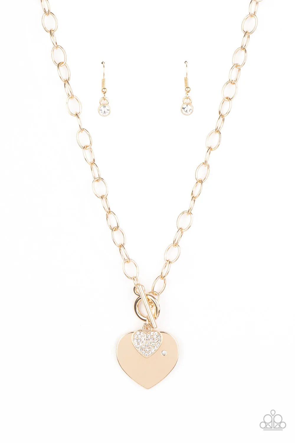Paparazzi Heart-Stopping Sparkle - Gold Necklaces