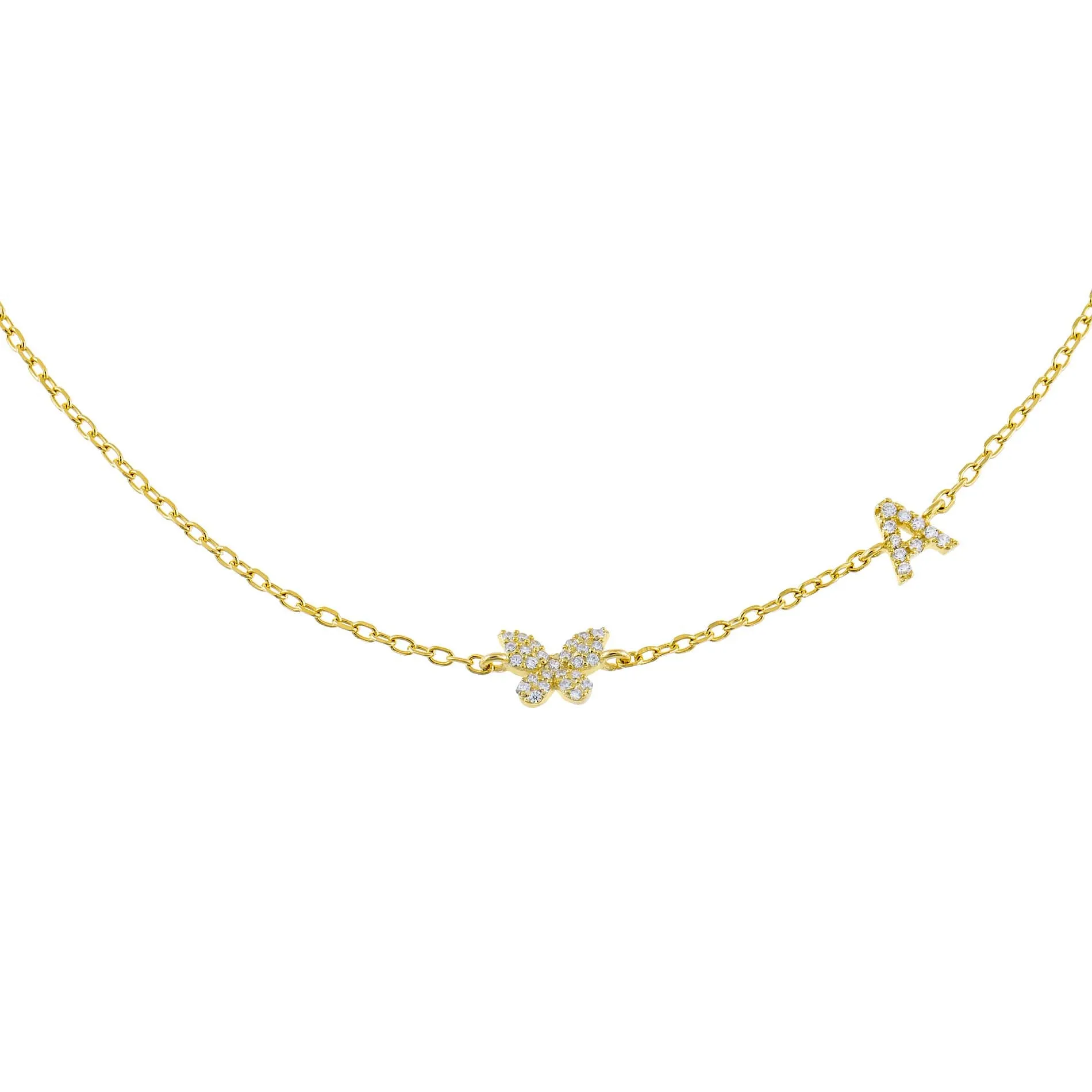 Pavé Butterfly Initial Choker