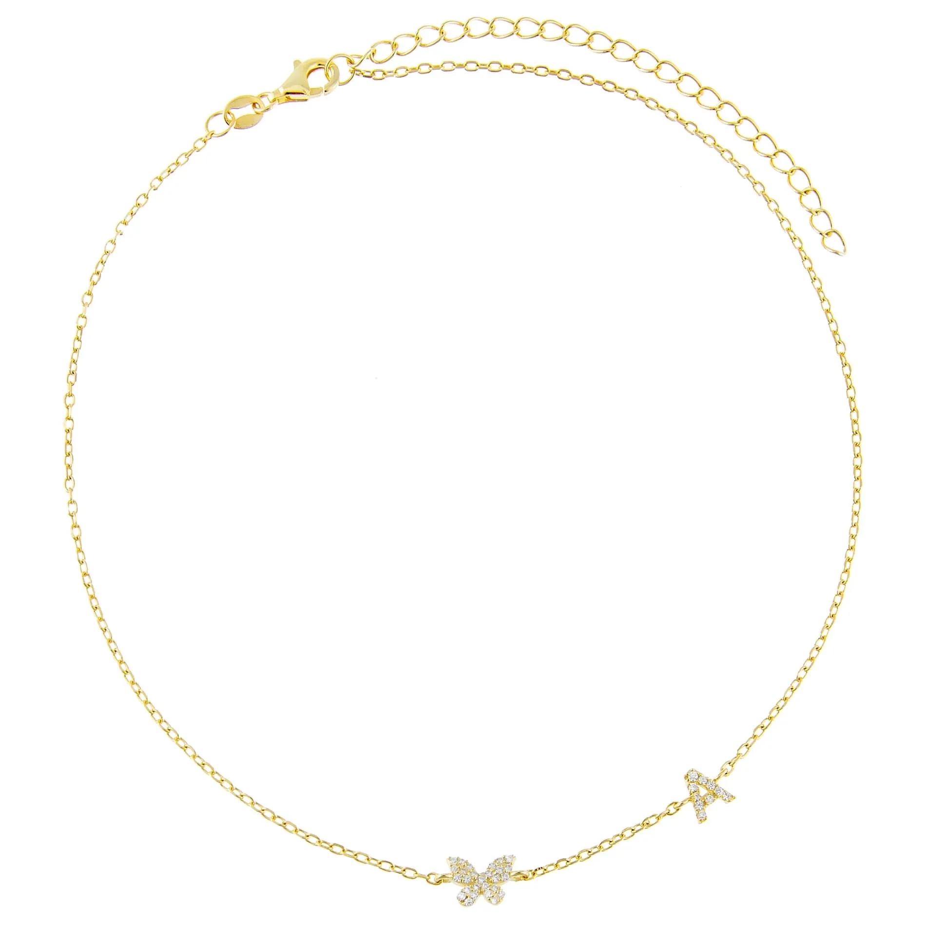 Pavé Butterfly Initial Choker