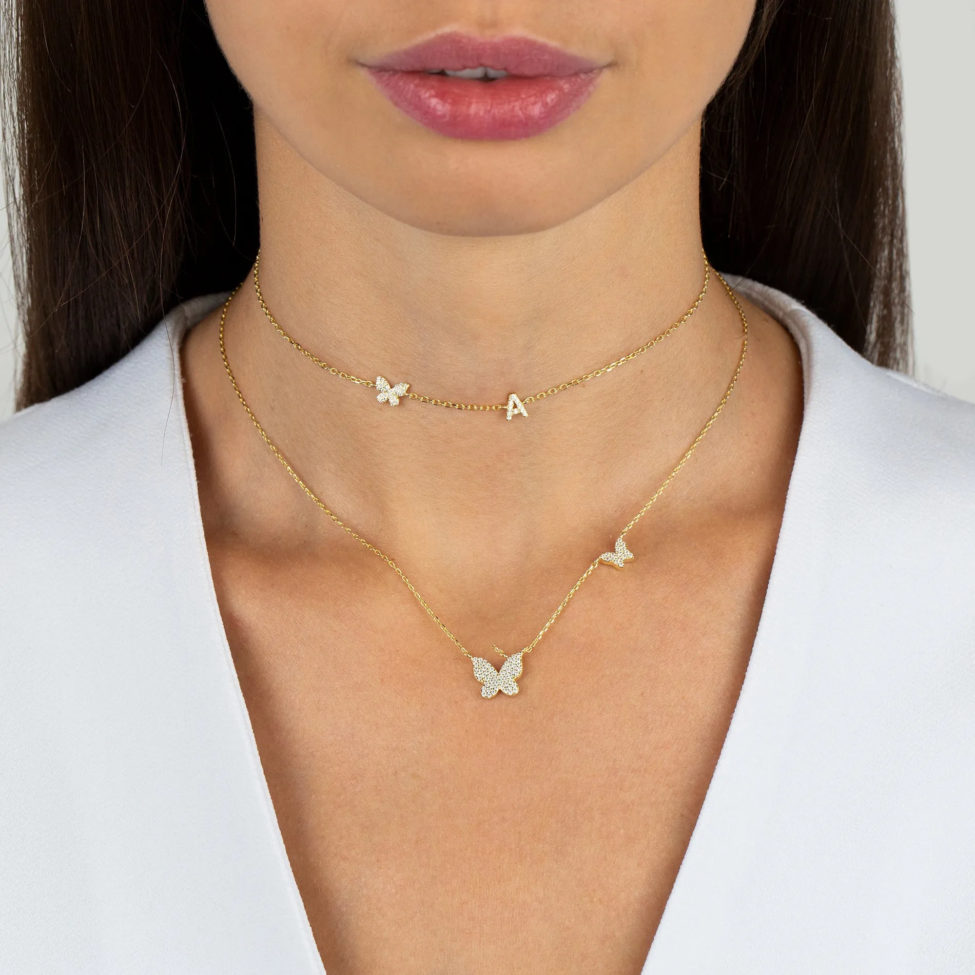 Pavé Butterfly Initial Choker