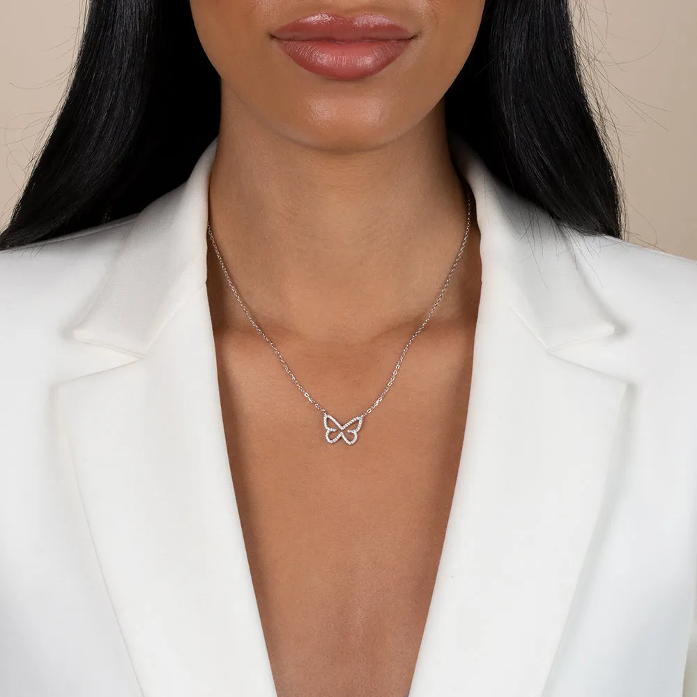 Pavé Open Butterfly Necklace