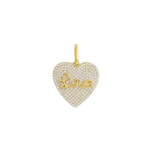 Pave Love Heart Necklace Charm