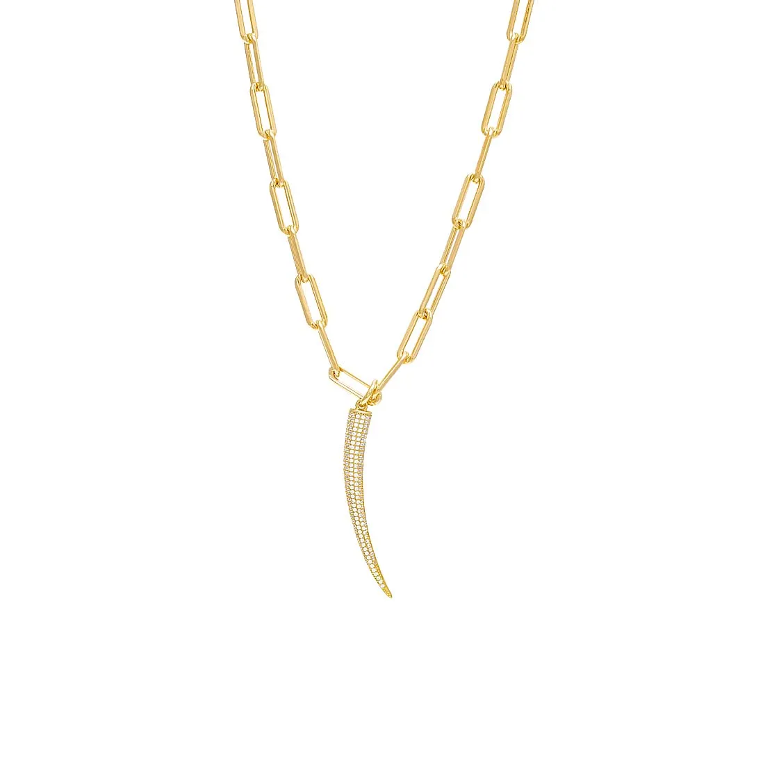 Pave Shark Tooth Link Necklace