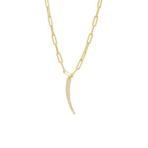 Pave Shark Tooth Link Necklace