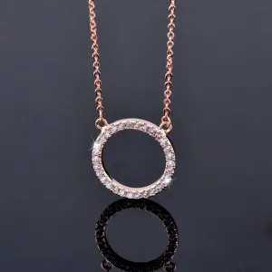 Pave Zircon Circle Pendant Choker Chain Necklace For Women Jewelry