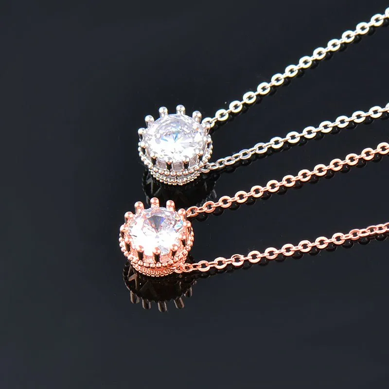 Pave Zircon Circle Pendant Choker Chain Necklace For Women Jewelry