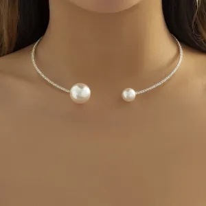 Pearl & Cubic Zirconia Silver-Plated Choker