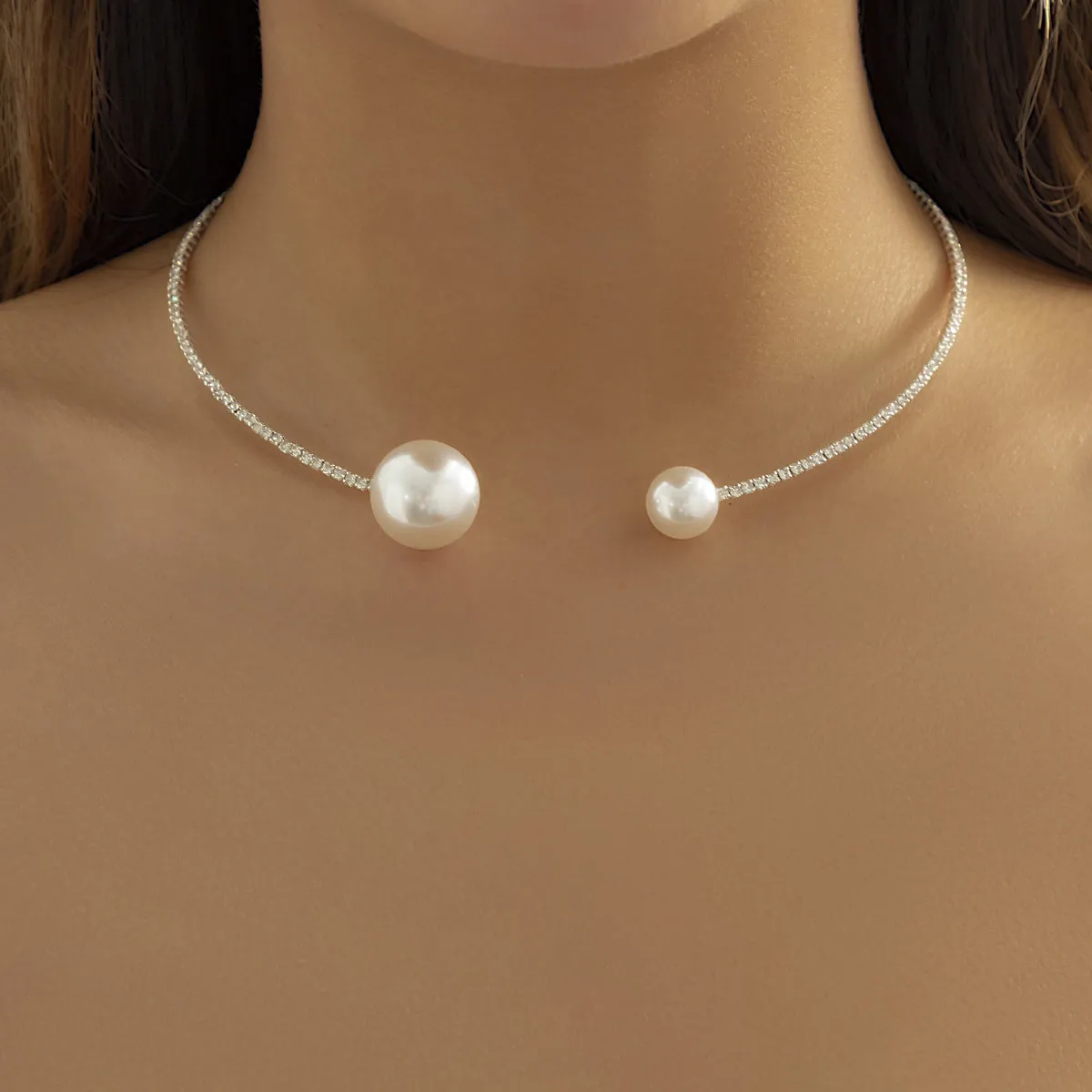 Pearl & Cubic Zirconia Silver-Plated Choker