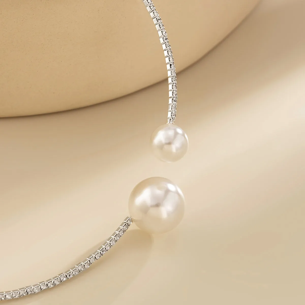 Pearl & Cubic Zirconia Silver-Plated Choker