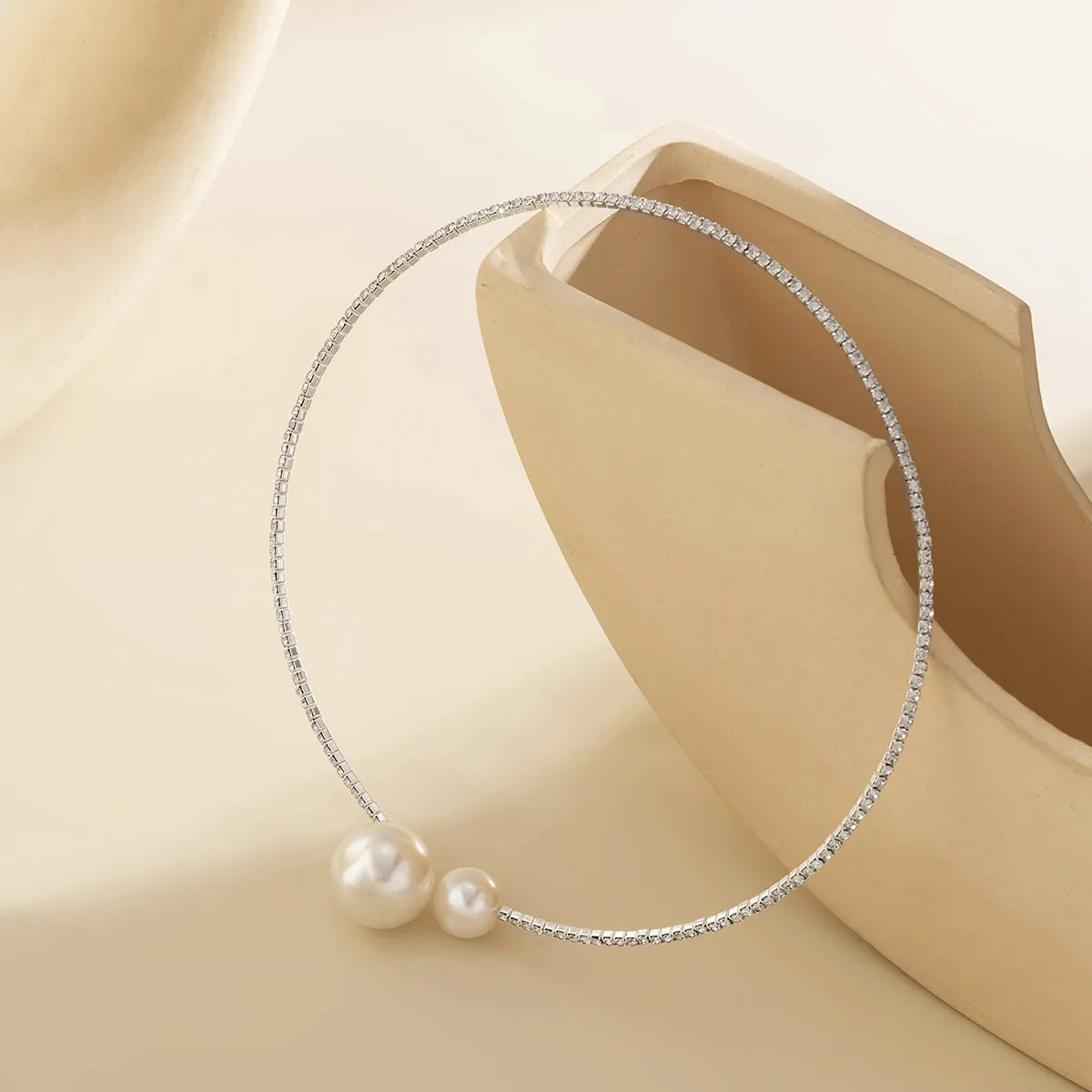 Pearl & Cubic Zirconia Silver-Plated Choker