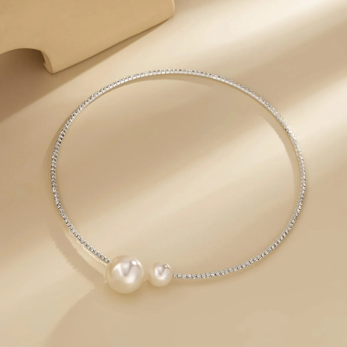 Pearl & Cubic Zirconia Silver-Plated Choker