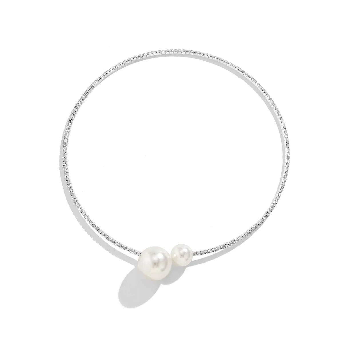 Pearl & Cubic Zirconia Silver-Plated Choker