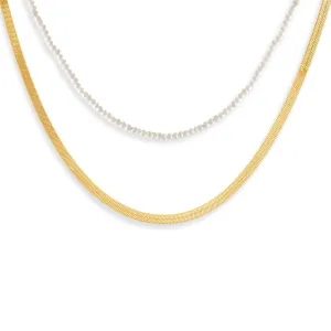Pearled Liquid Gold Necklace Combo Set