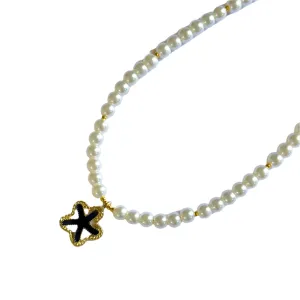 Pearls Beaded Black Starfish Choker