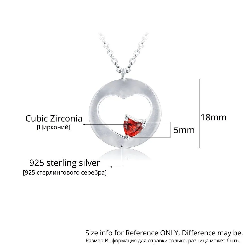 Personalized Birthstone Engrave Pendants Necklaces Heart Shape 925 Sterling Silver Necklaces & Pendants