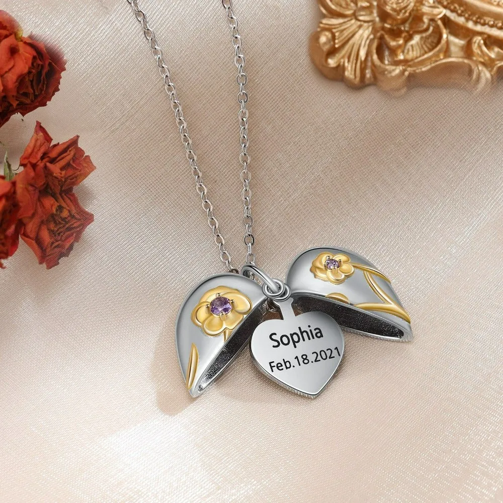Personalized Heart Locket Necklaces