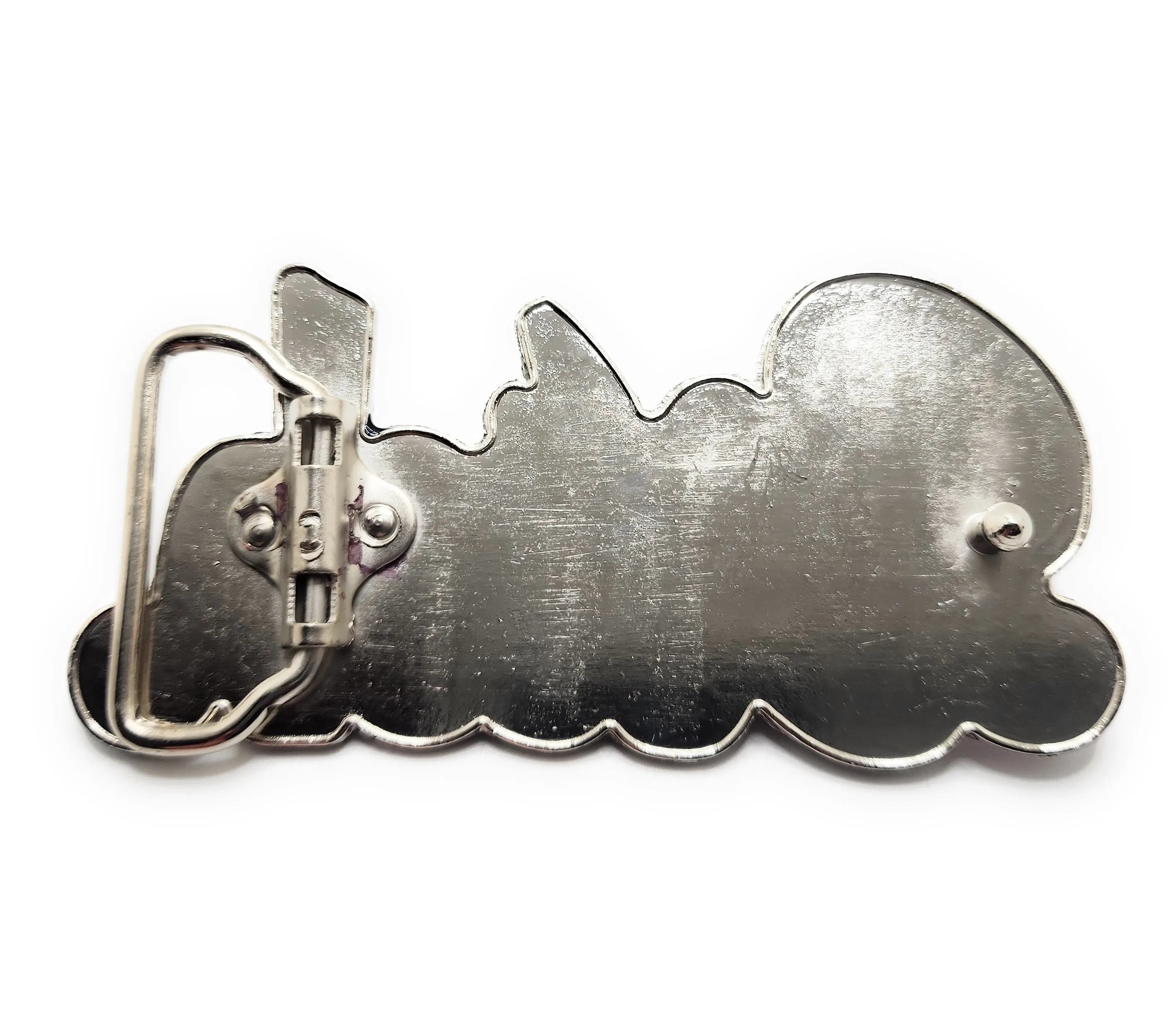 Pink BITCH Bubble Letter Belt Buckle with Rhinestone Funny