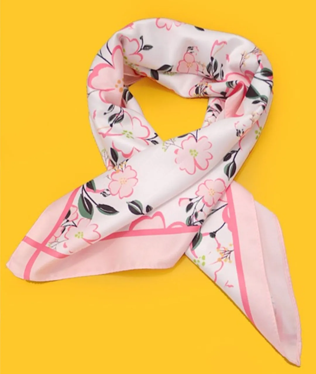 Pink Floral Silk Scarf
