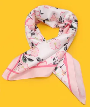 Pink Floral Silk Scarf