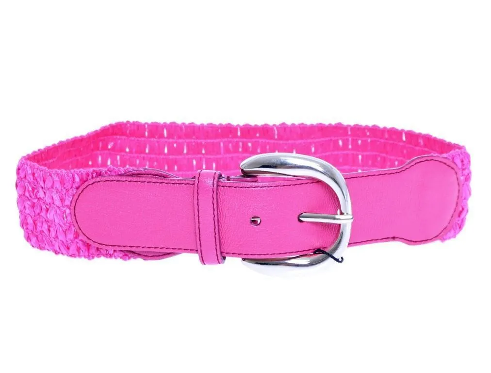 Pink Leather Logo Belt
