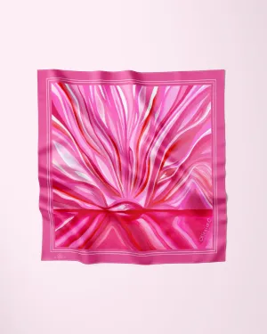 PINK LOVE Designer 100% Silk Art-A-Porte Scarf Pink Border