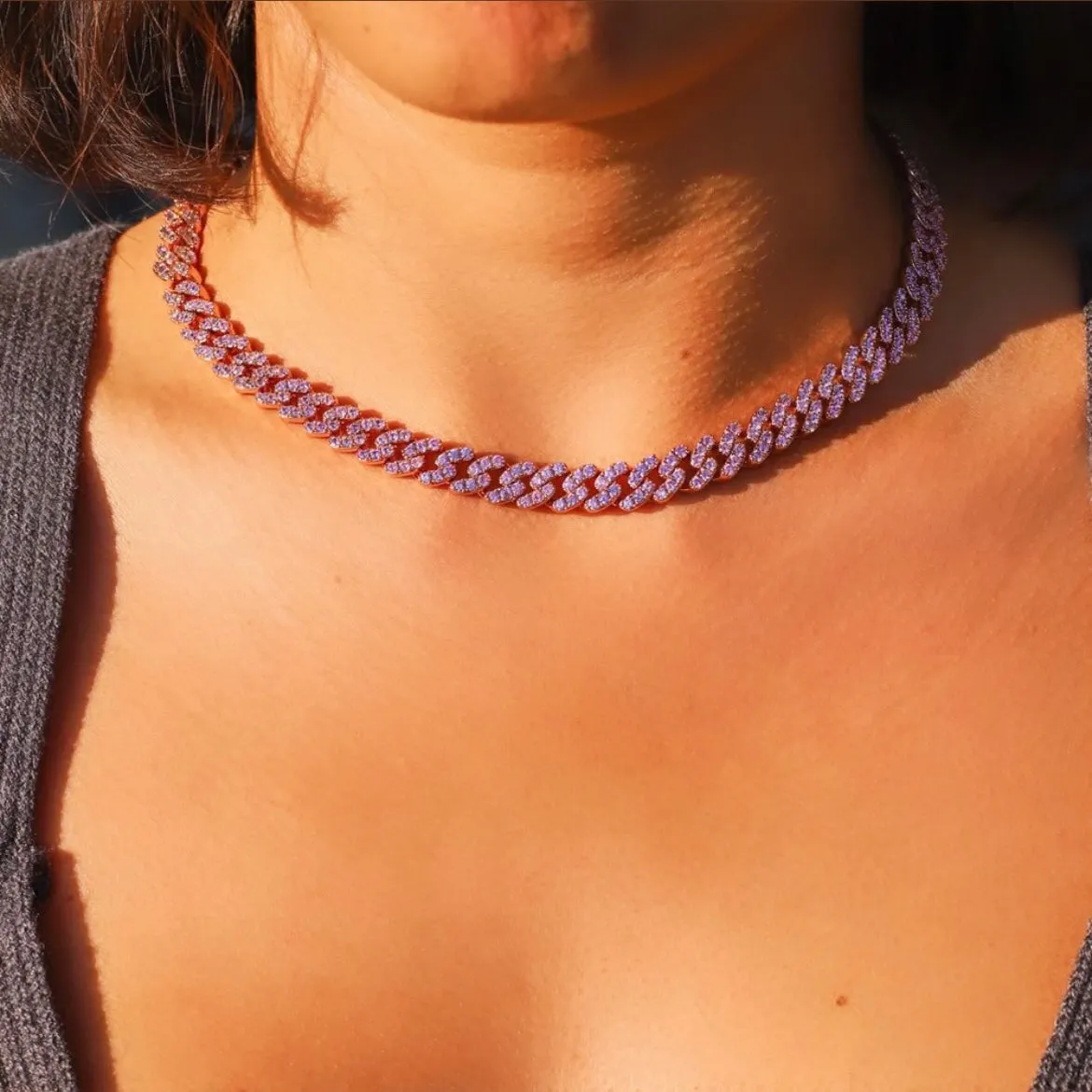 PINK SAPPHIRE PAVE LINK NECKLACE