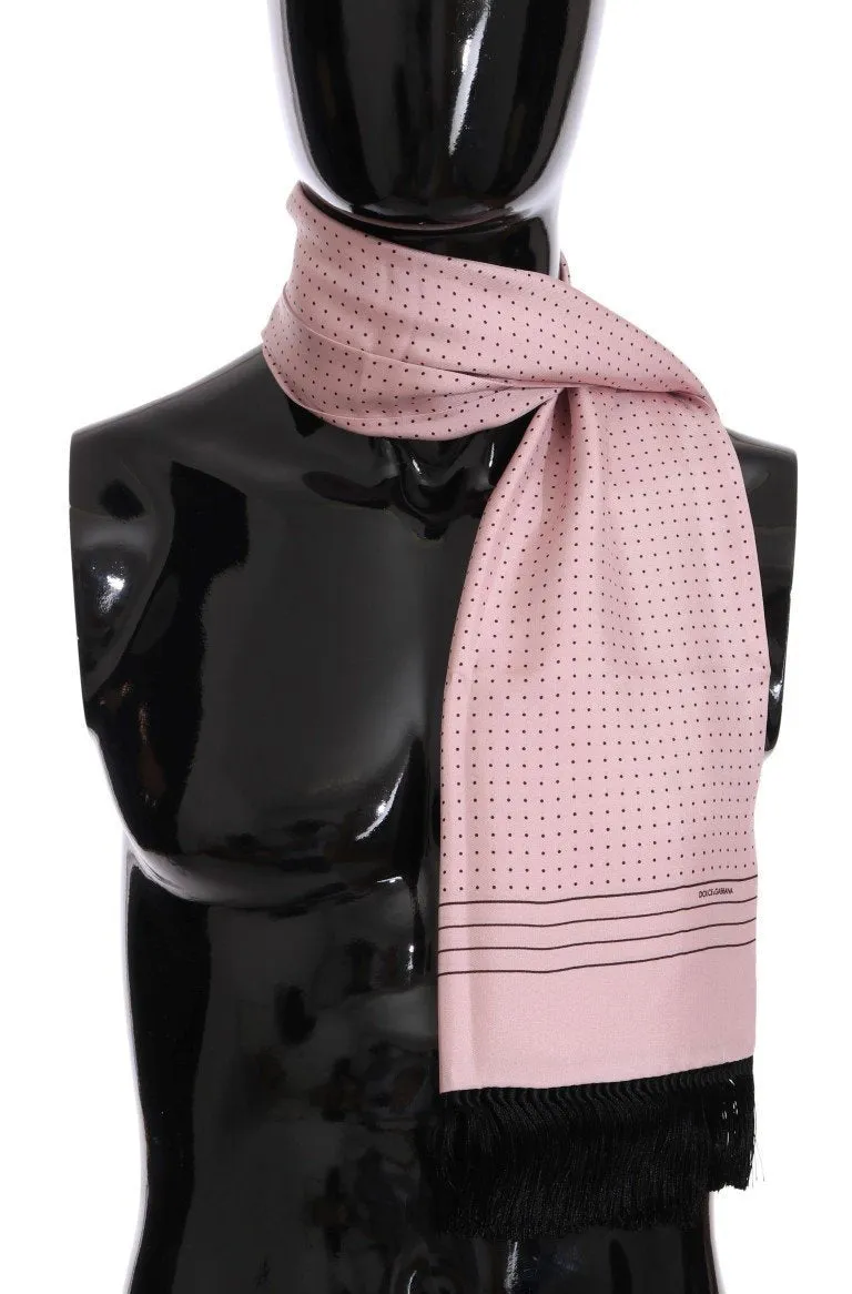 Pink Silk Polka Dot Scarf