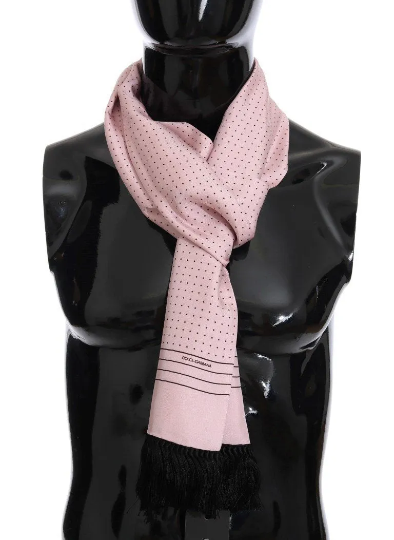 Pink Silk Polka Dot Scarf
