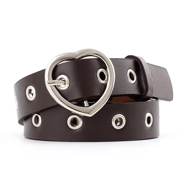 PKWYKLRE New sweetheart buckle with adjustable ladies luxury brand cute Heart-shaped thin belt high quality punk fashion belts