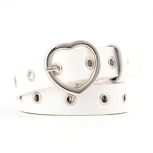 PKWYKLRE New sweetheart buckle with adjustable ladies luxury brand cute Heart-shaped thin belt high quality punk fashion belts