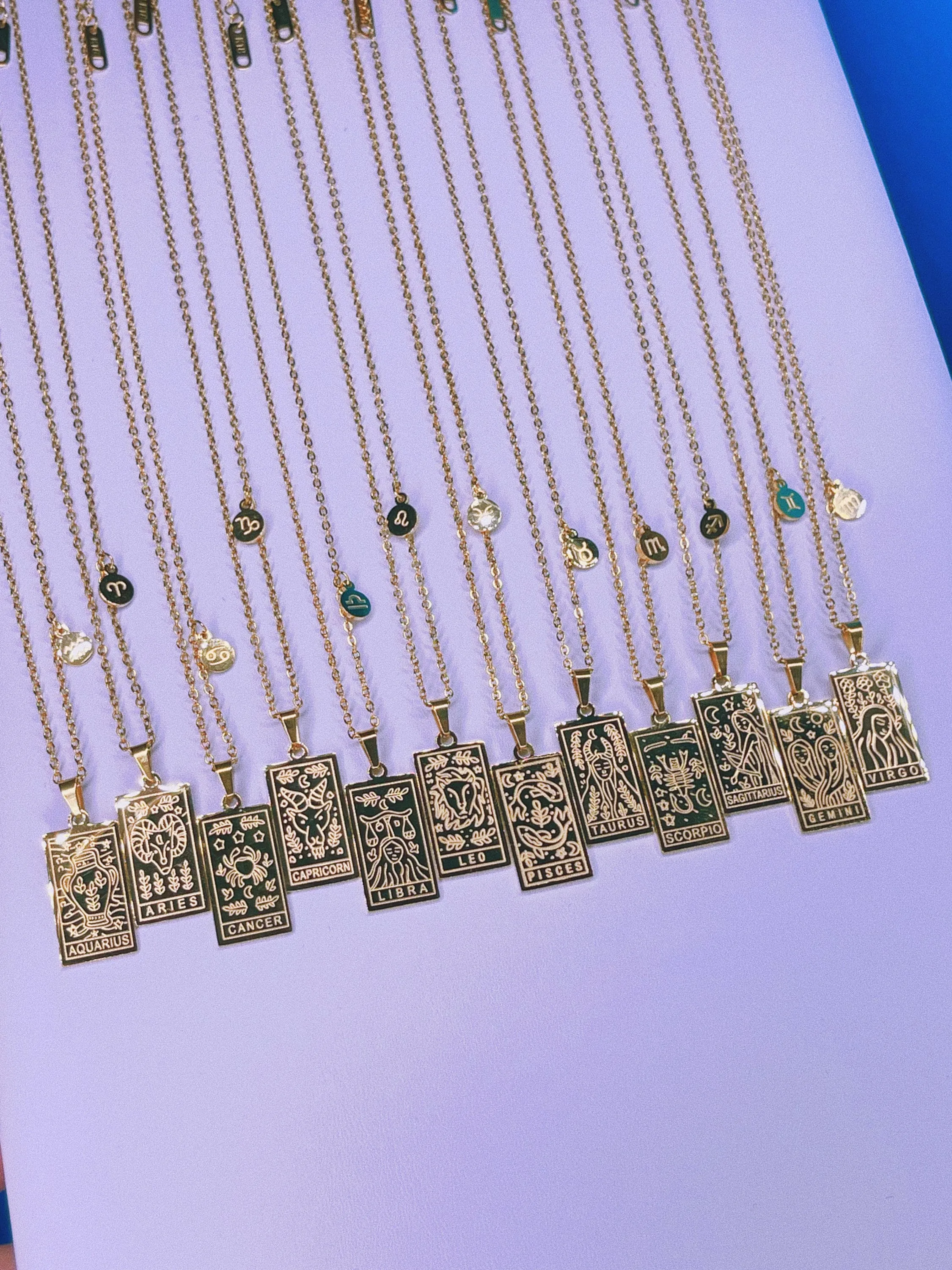 Plate Zodiac Tarot Card Necklaces